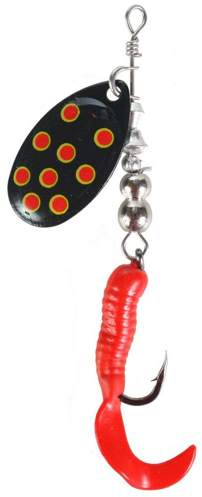 LFT Twisttail Spinner (2) Black Red Dots