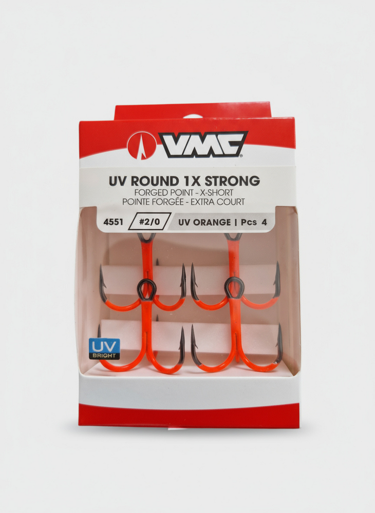 VMC treble hook UV Orange round 1x strong size 2/0 / dreg