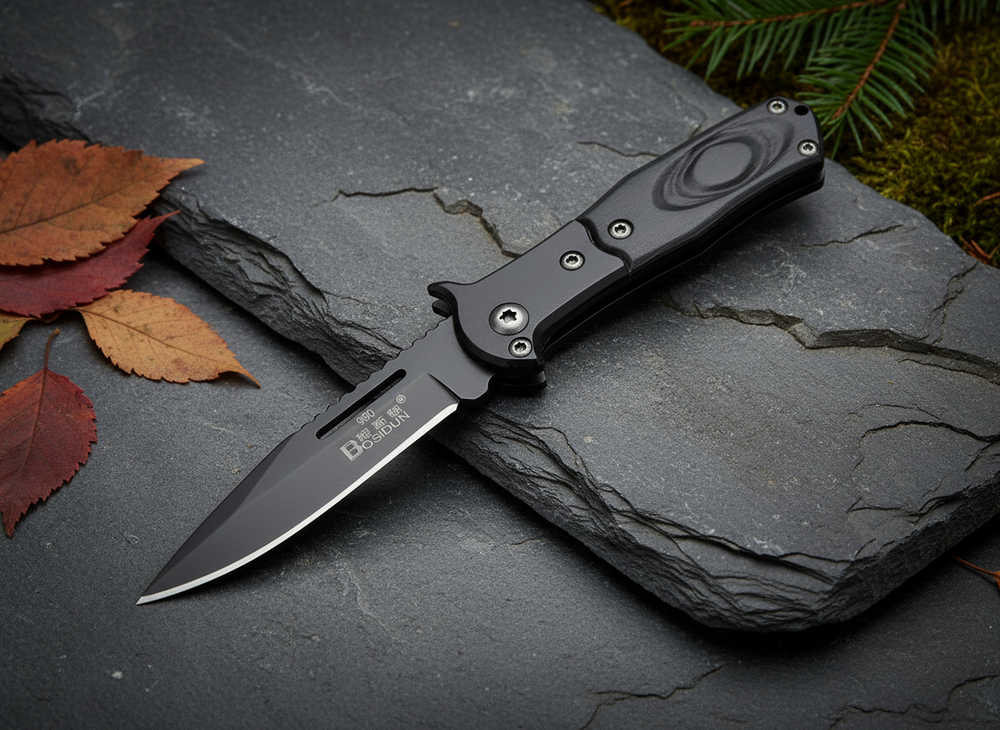 Een uniek zakmes dat is ontworpen voor het echte avontuur. Met zijn gestroomlijnde zwarte ijzeren constructie en lichte ontwerp