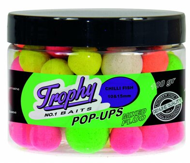 Trophy Baits Pop-Ups Fluo 70gr 10/15mm Chilli Fish