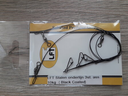 LFT Stalen Onderlijn 3st ass. 10kg (black coated)