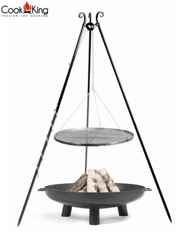 Cookking Grill: Black Steel rooster met tripod(recht) 180cm 