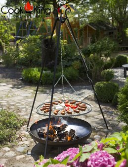 Cookking Grill: Black Steel rooster met tripod(recht) 180cm 