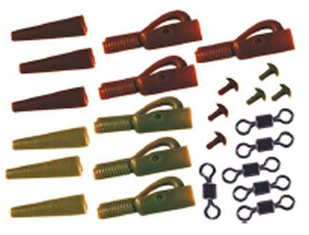 LFT Lead Clip Set with Swivel + Pin 6pcs. (brown + olive)