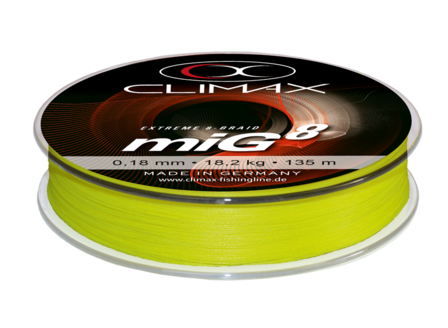 Climax miG 8-Braid 135m 24,5 kg 0,25 mm Fluo Yellow