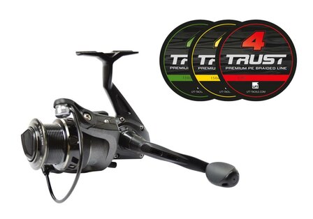 LFT Wave 2000 FDS spinmolen opgespoeld met 0.12mm 4-trust green gevlochten lijn