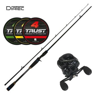 LFT hengel set DiaTec XF Baitcast 210 30-60gr. + Storm II  Braid 14/00 Yellow