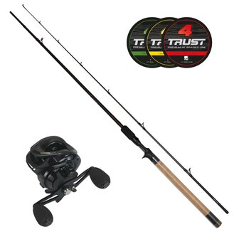 LFT hengel set Legend Baitcast 210 20-50gr. + Storm II Braid 14/00 Red