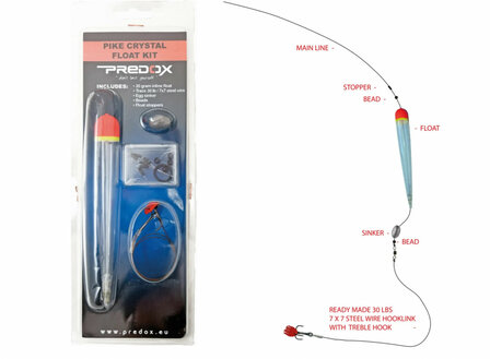 Predox Crystal float kit inline float 20g + trace 30lb + sinkers + beads + stoppers