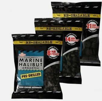 Dynamite Baits Marine Halibut Pellets 14mm 350g pre drilled / voorgeboord