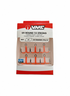 VMC treble hook UV Orange round 1x strong size 4 / dreg