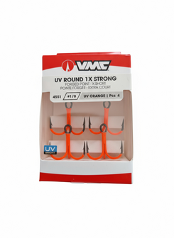 VMC treble hook UV Orange round 1x strong size 1/0 / dreg