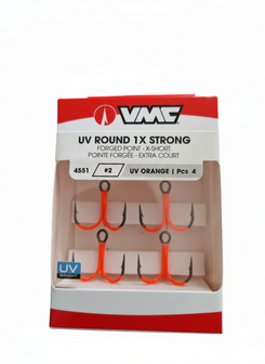 VMC treble hook UV Orange round 1x strong size 2 / dreg