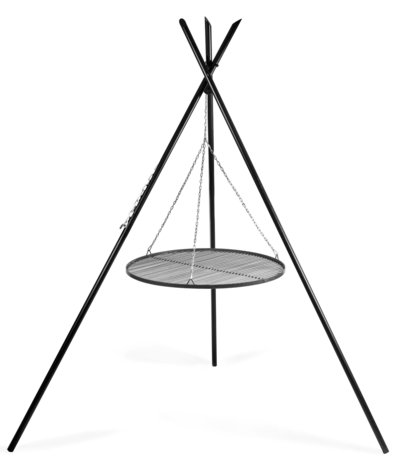 Cookking Grill: Black Steel rooster met tripod(tipi) 220cm