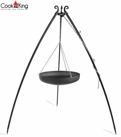 Cookking Black Steel wokpan met tripod(gebogen) 200cm