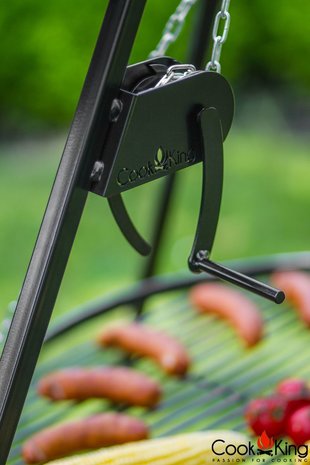 Cookking Grill: RVS rooster met tripod(recht) 180 cm + haspel