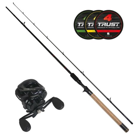 LFT hengel set Legend Baitcast 210 20-50gr. + Storm II Braid 14/00 Red