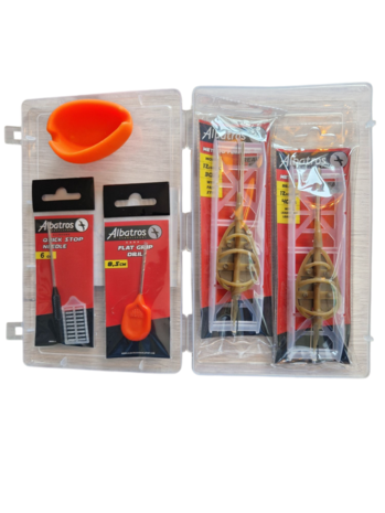 Albatros Method Feeder box 2 x rig , 1 x mould, 1 x flat grip drill, 1 x quick stop needle