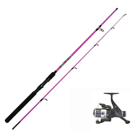 LFT hengelset Battle Spin "Pink Camou" 210cm 15-30 gram  + molen Battle-2000RD