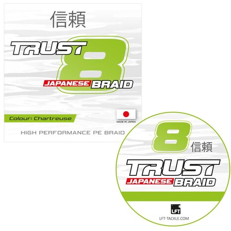 LFT Trust 8-Japanese Braid Chartreuse 150mtr. 0,10mm. 6,82kg