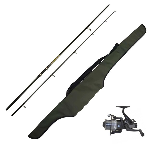LFT Combo 1 x hengel Battle Carp Camou 10ft 2.75lbs +molen en Carp Run 50 molen incl lijn + 1 vaks foudraal