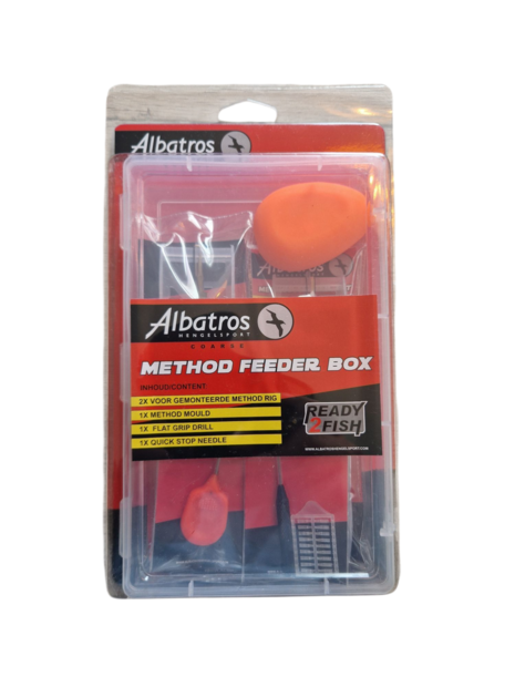 Albatros Method Feeder box 2 x rig , 1 x mould, 1 x flat grip drill, 1 x quick stop needle