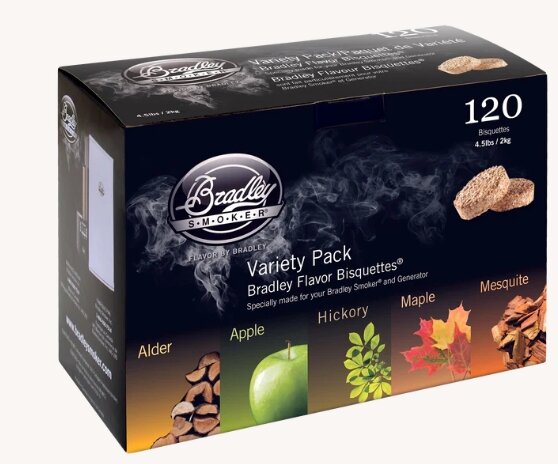 5 smaakvariatiebisquetten voor Bradley Smoker, 120 Stuks