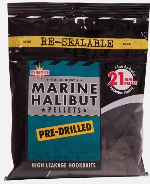 Dynamite Baits Marine Halibut Pellets 21mm 350g pre drilled / voorgeboord