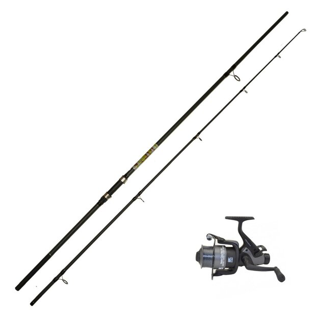 LFT Combo 1 x hengel Battle Carp Camou 10ft 2.75lbs +molen en Carp Run 50 molen incl lijn 