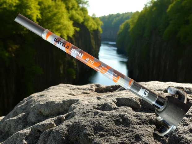 LFT hengelset Battle Spin "orange Camou" 210cm 15-30 gram  + molen Battle-2000RD