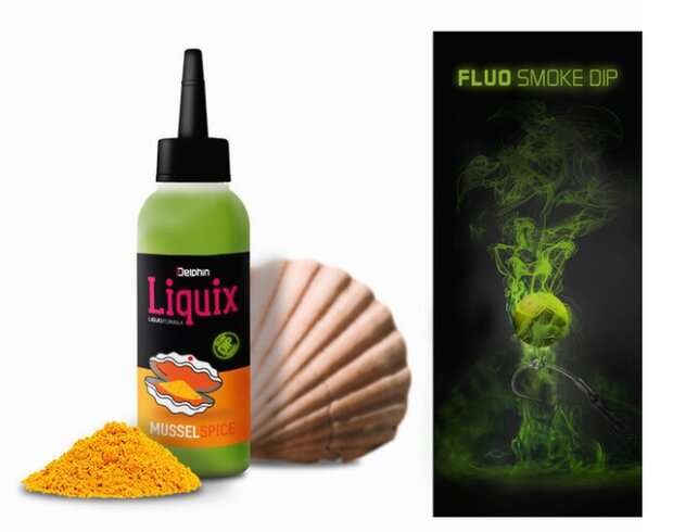 Delphin D Snax LiquiX Mussel &amp; Spice Fluo Dip PVA Safe Vleesachtig