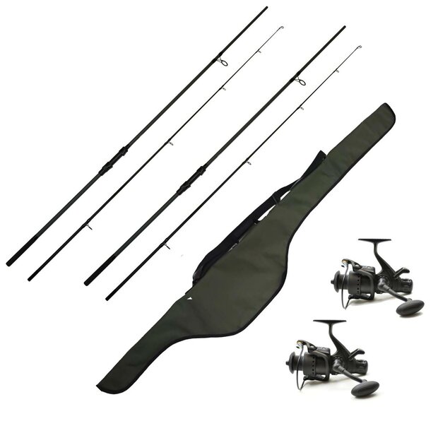 LFT karper hengelset 2 x Limit Stalker 10ft. 2,75 lbs  + molen Limit Black 3000FD (+double Sleeve) 